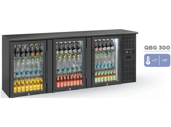 Retrobanco refrigerato 3 porte vetro QBG 300